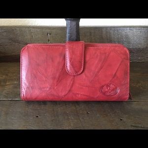Buxton Red Leather Wallet